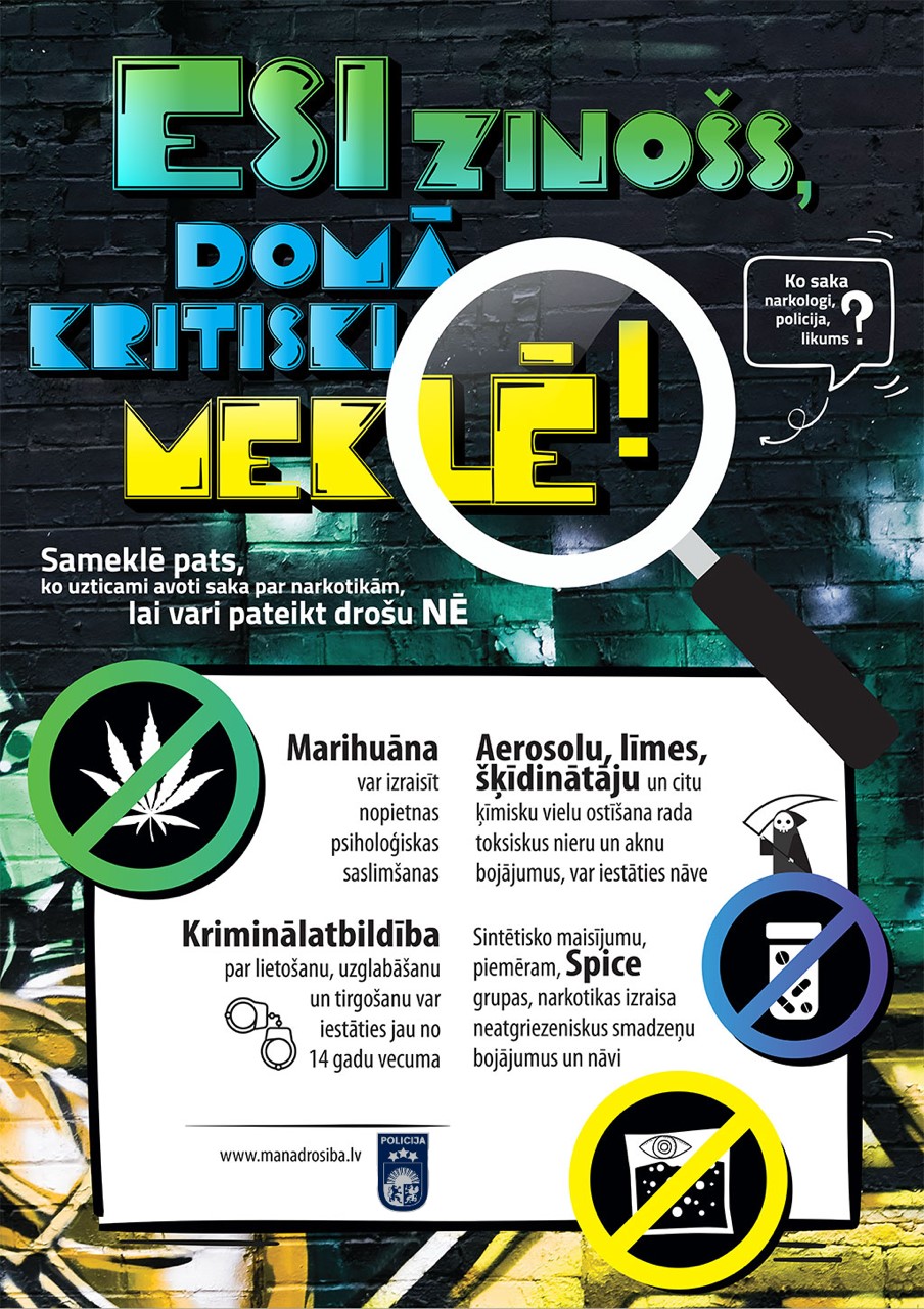 Plakāts – Narkotikas, esi zinošs!